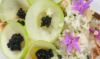 Tartare de Saint-Jacques, déclinaison de chou-fleur en textures, pomme et caviar de Neuvic